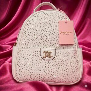NWT Juicy Couture Silver Bling Cream Mini Backpack Purse